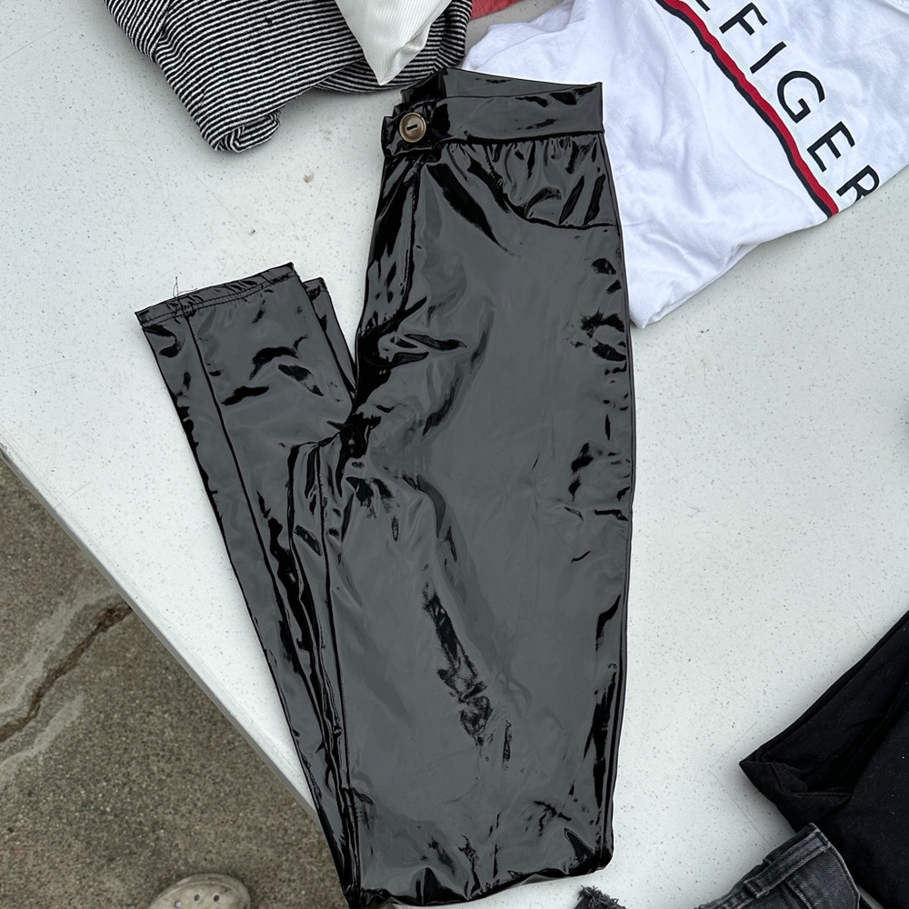 Fashion Nova Glossy Black Skinny Pants